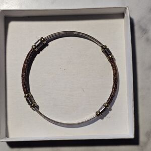 VTG Taxco Mexico Sterling Silver Bracelet W/ Snakeskin